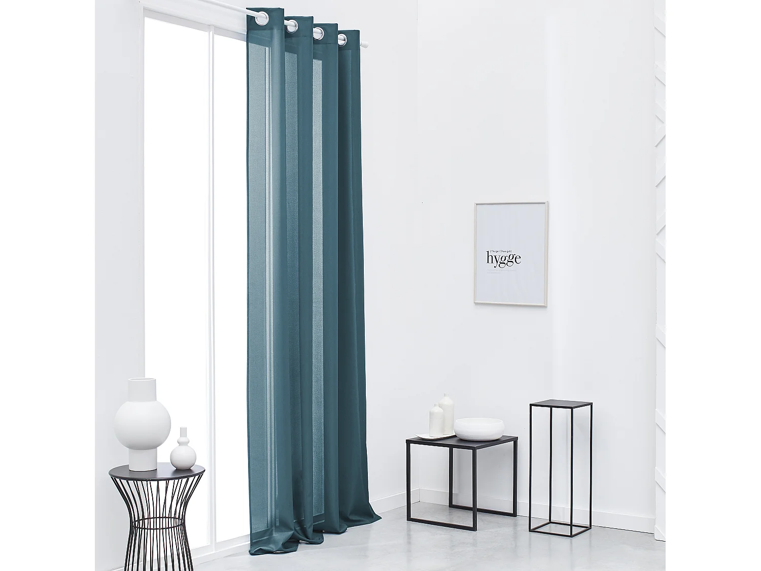 Rideau 100% polyester Bleu Pétrole