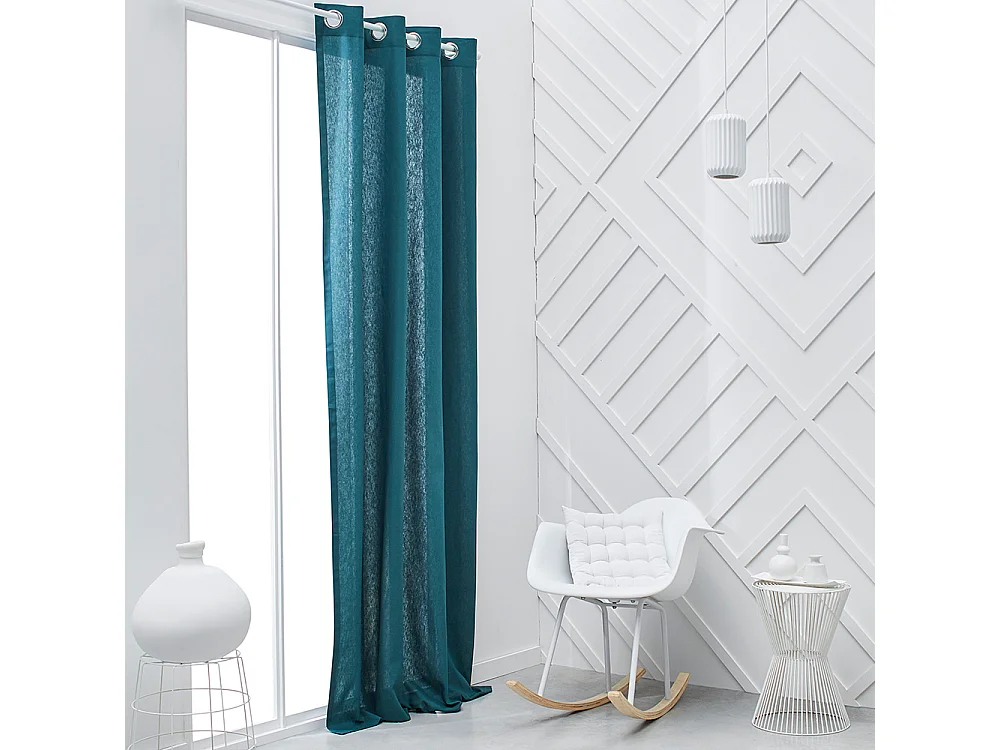 Rideau panama 100% coton. Bleu pétrole