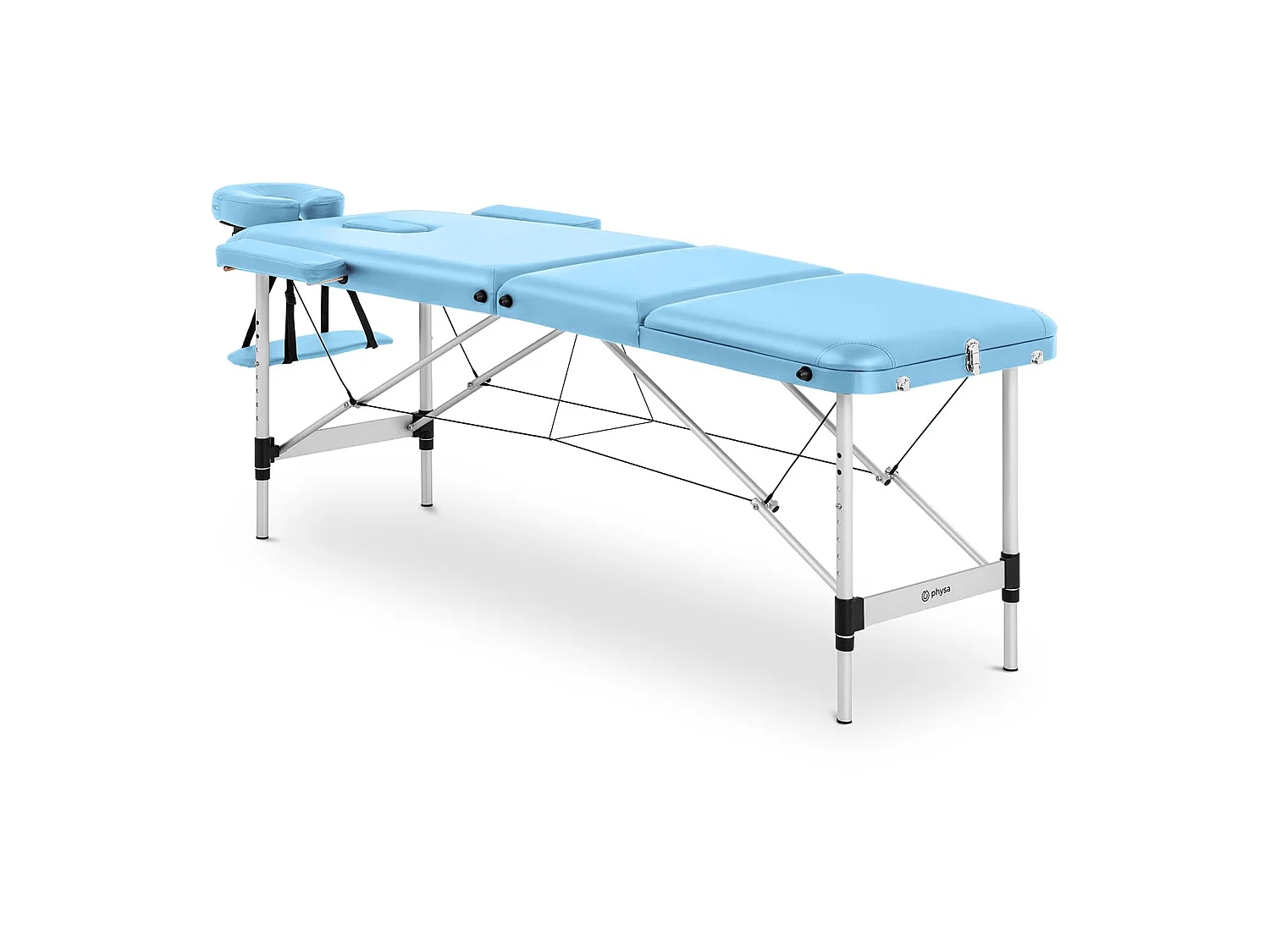 Table lit de massage pliant pliante (cadre : aluminium, revêtement : PVC, hauteur de la table : 600 - 810 mm) turquoise 14_0007742