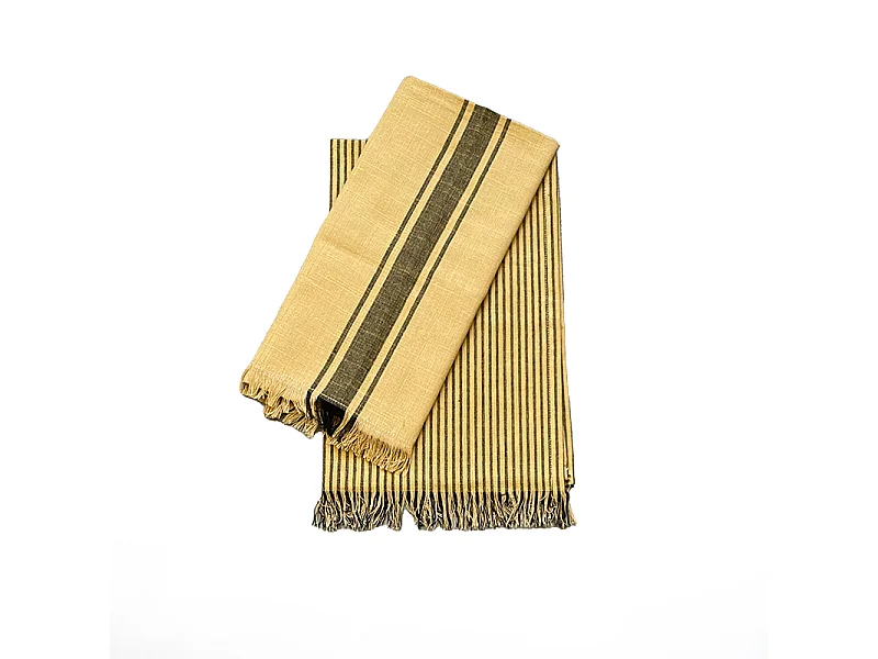 Set van 2 katoenen doeken model Kila Mustard