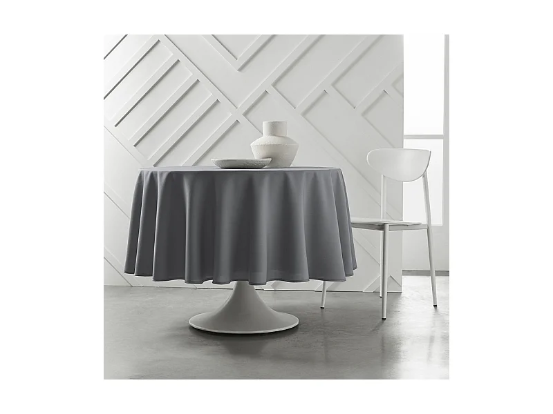 Nappe ronde 100% polyester de couleurs unies. Diamètre 180cm Acier
