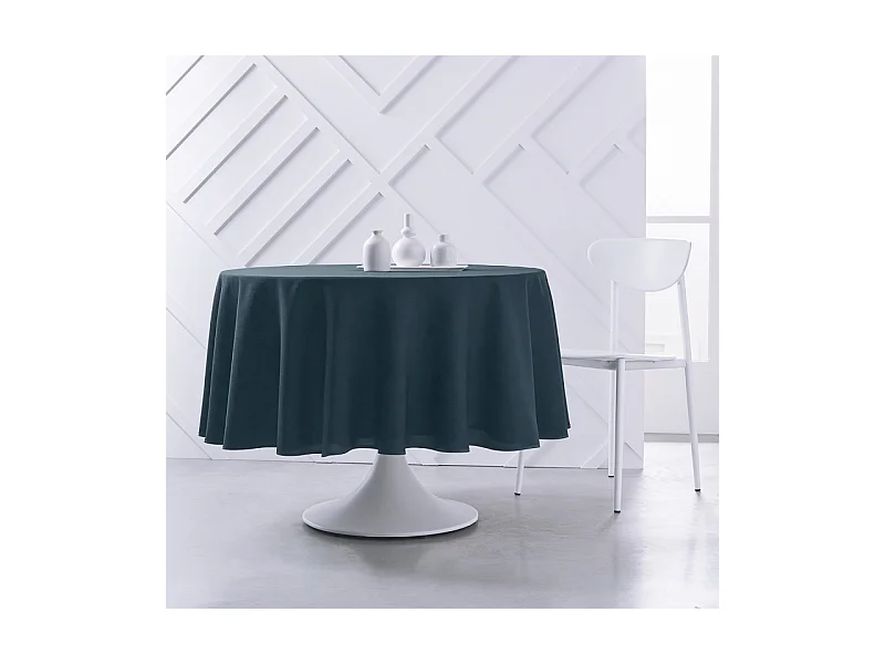 Nappe ronde 100% polyester de couleurs unies. Diamètre 180cm Bleu Pétrole
