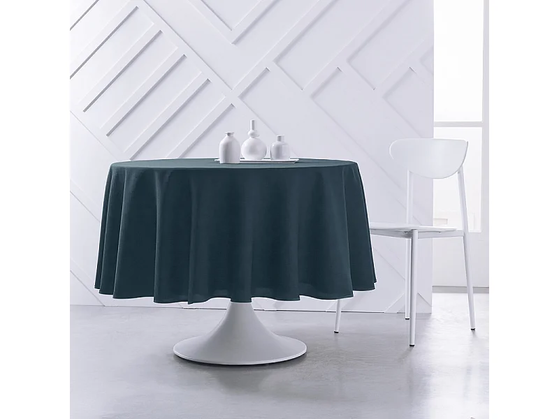 Nappe ronde 100% polyester de couleurs unies. Diamètre 180cm Bleu Pétrole