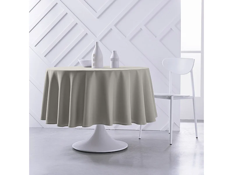 Nappe ronde 100% polyester de couleurs unies. Diamètre 180cm Lin