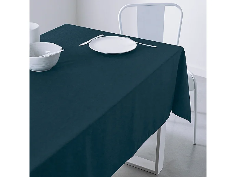 Mantel rectangular 100% poliéster en colores lisos. Medida: 150x250cm Azul Petróleo