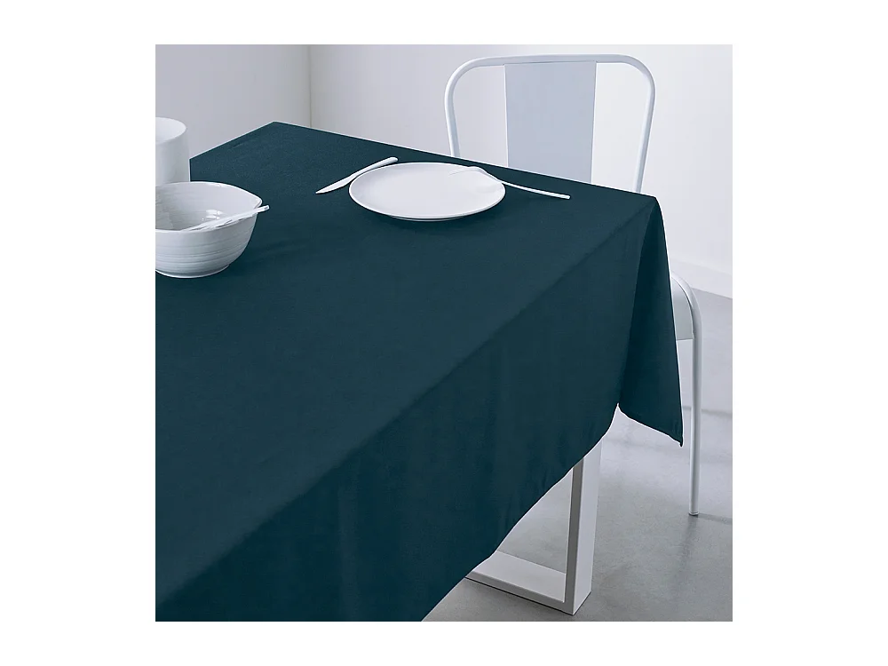 Nappe rectangulaire 100% polyester de couleurs unies. Mesure: 150x250cm Bleu Pétrole