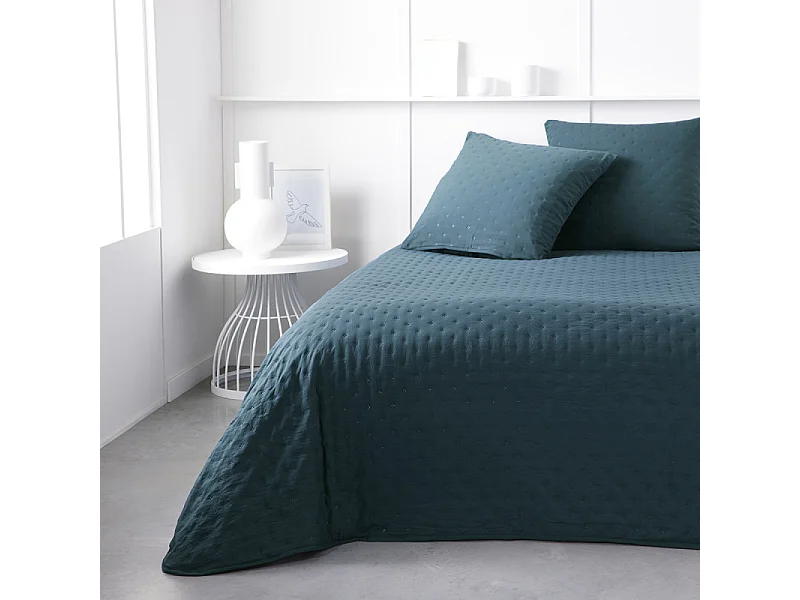 Couvre-lit Bouty 240x220cm Bleu Pétrole