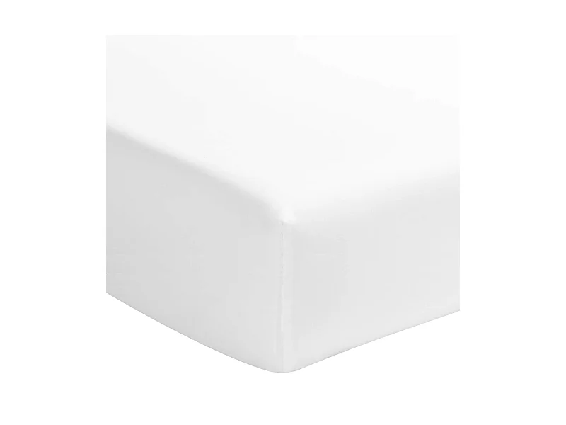 Drap housse percale blanc bonnet 40 cm 140x190 cm