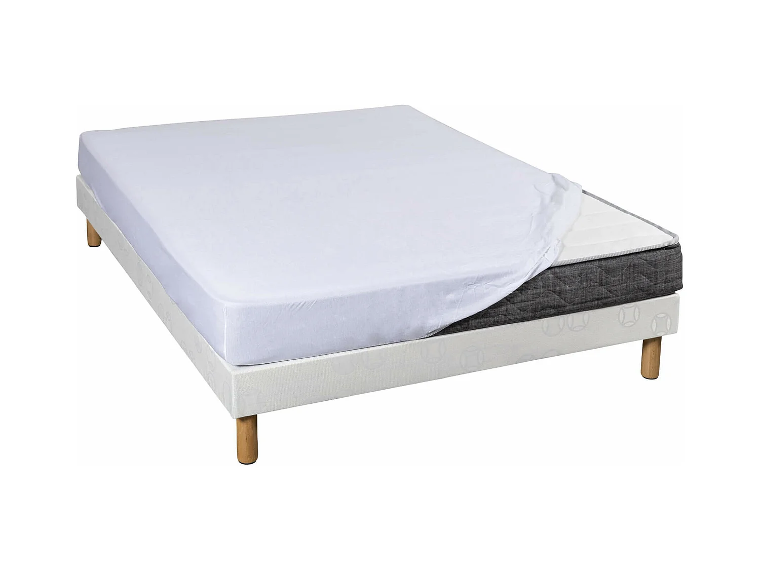 Drap housse jersey blanc bonnet 30 cm 100% coton biologique 80x190