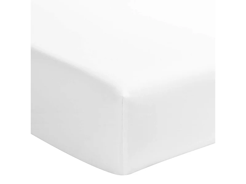 Drap housse percale blanc bonnet 40 cm 140x200 cm