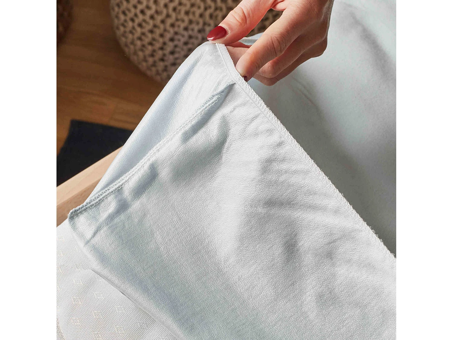 Lot de 2 draps housses bébé + alèses 2 en 1 coton imperméable gris 70x140 cm