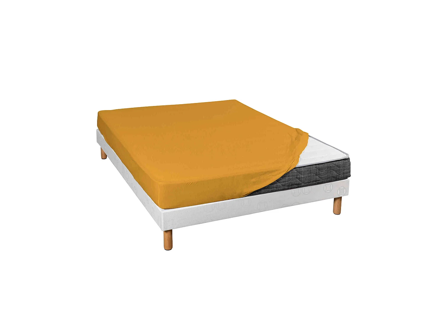 Drap housse jersey jaune moutarde bonnet 30 cm 80x200