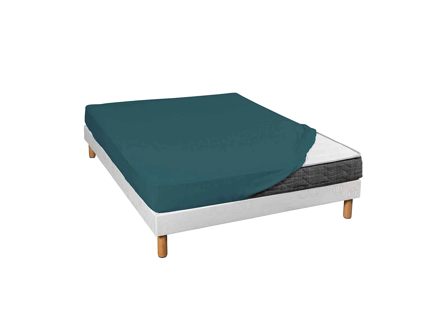 Drap housse jersey bleu canard bonnet 30 cm 180x190/200