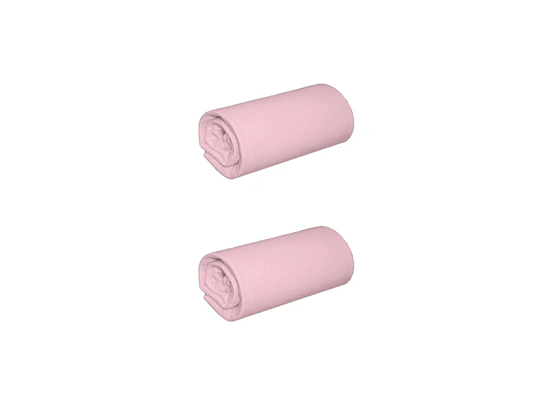 Lot de 2 draps housse jersey rose thé bonnet 40 cm 90x190/200