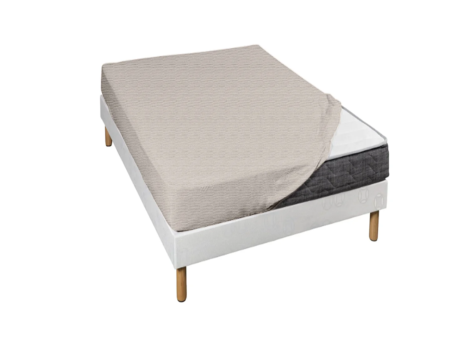 Drap housse jersey taupe chiné bonnet 30 cm 180x190