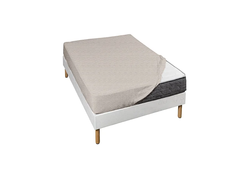 Drap housse jersey taupe chiné bonnet 30 cm 160x190