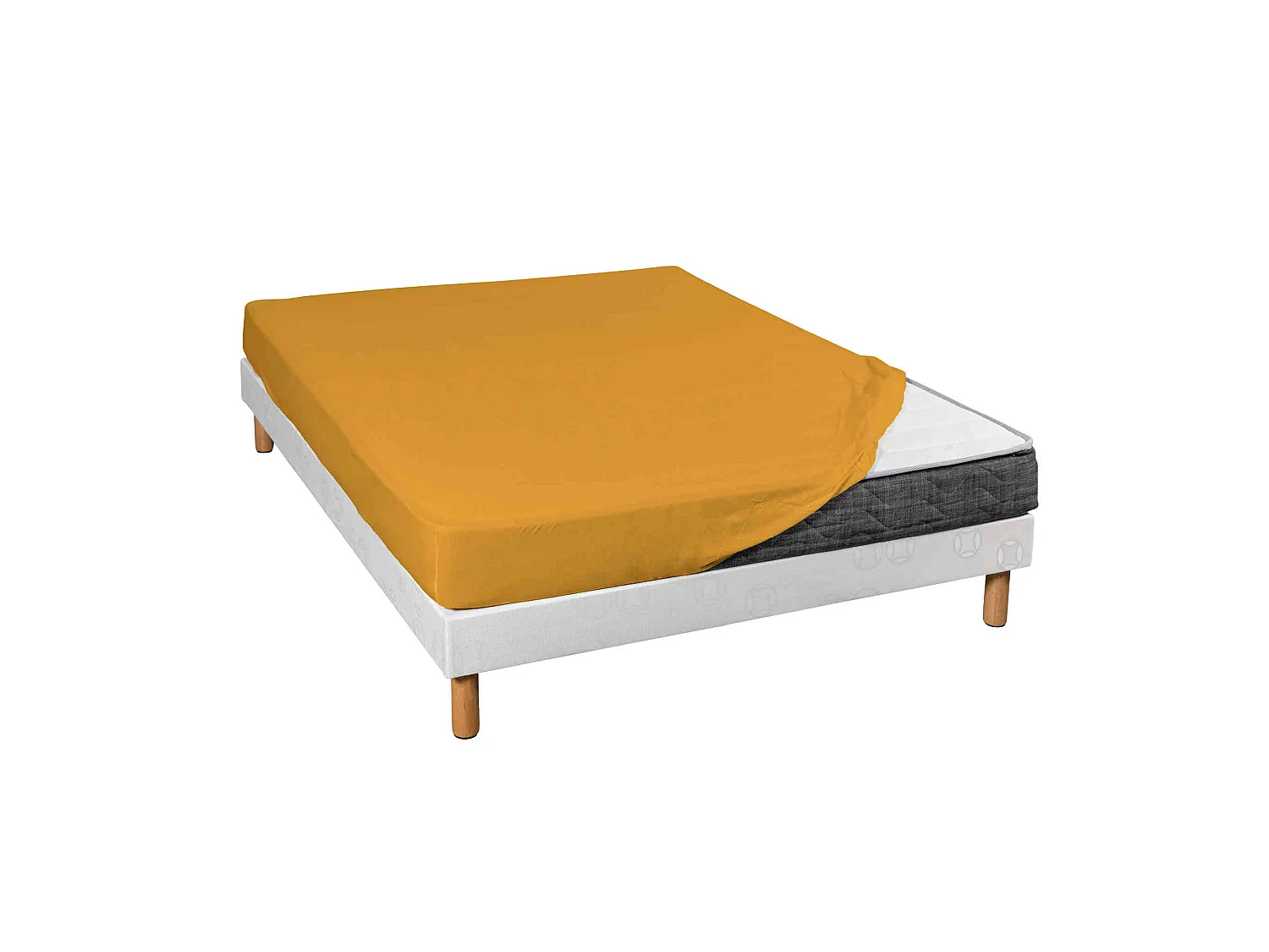 Drap housse jersey jaune moutarde bonnet 30 cm 200x200