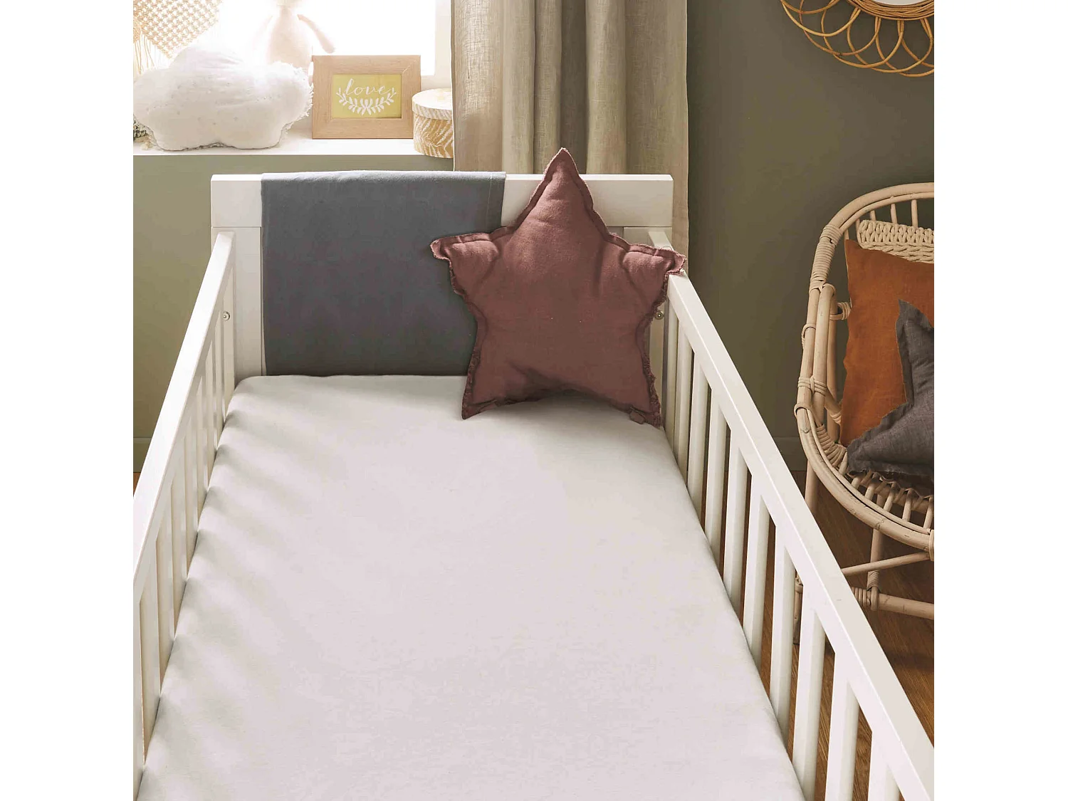 Lot de 2 draps housses bébé + alèses 2 en 1 coton imperméable blanc 70x140 cm