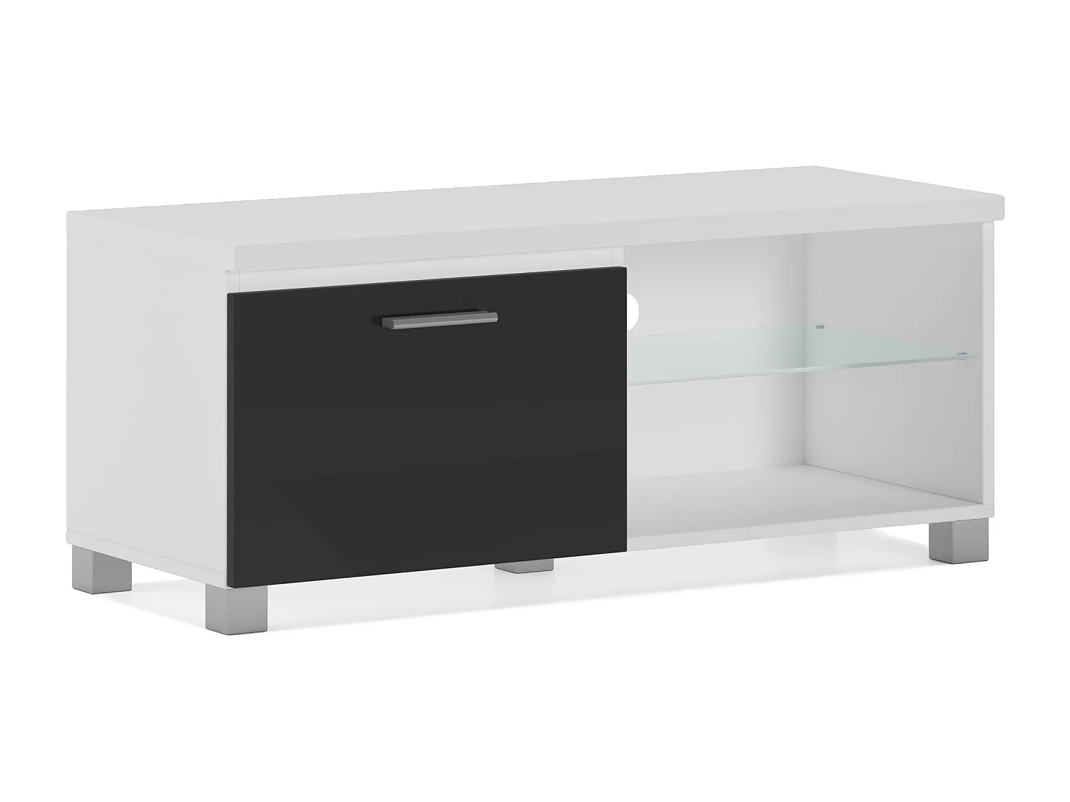 TV mobile LED - porta TV, soggiorno, bianco mate e nero laccato, 100x40x42cm