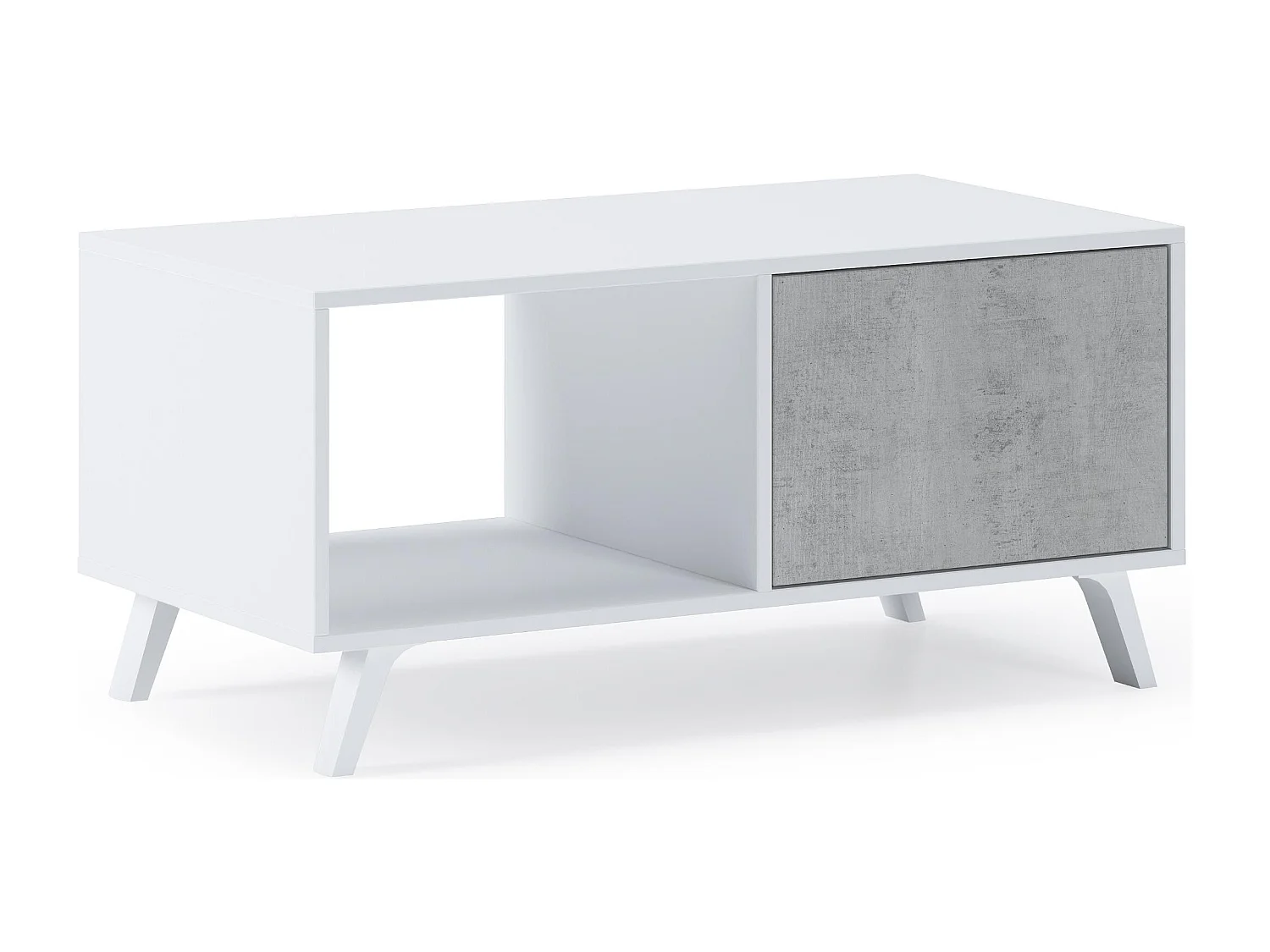 Central Low Table, Windmodel, 91,5x50x45cm, Woonkamer, hal, kantoor, Wit en cement, Moderne stijl