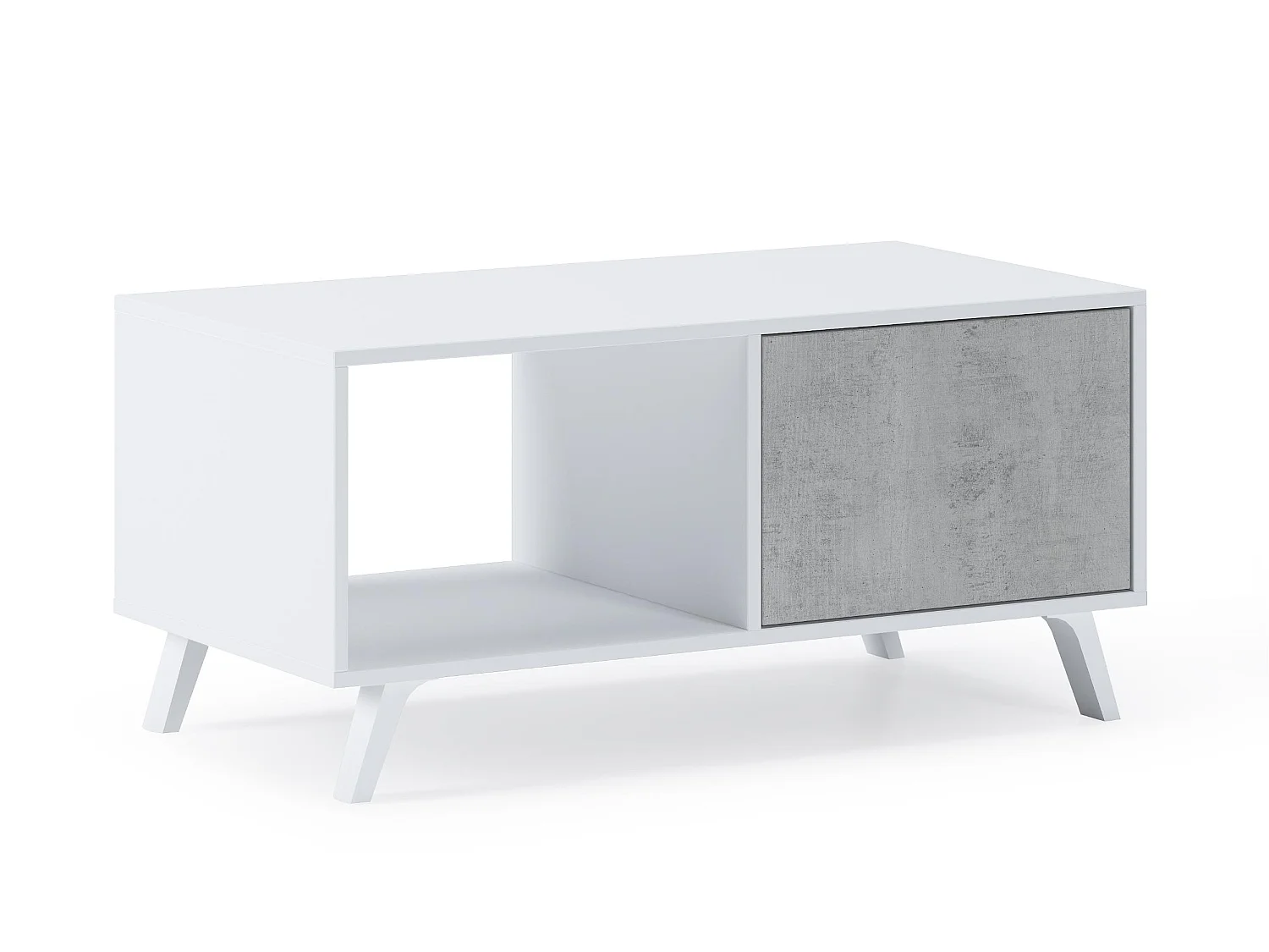Central Low Table, Windmodel, 91,5x50x45cm, Woonkamer, hal, kantoor, Wit en cement, Moderne stijl
