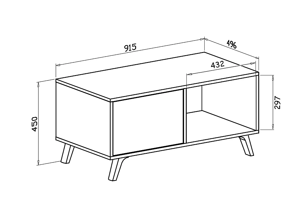 Central Low Table, Windmodel, 91,5x50x45cm, Woonkamer, hal, kantoor, Wit en cement, Moderne stijl