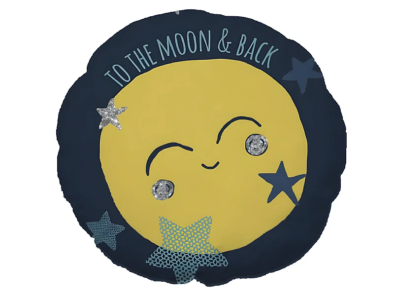Coussin enfant imprimé lune en coton 35x35cm MOON