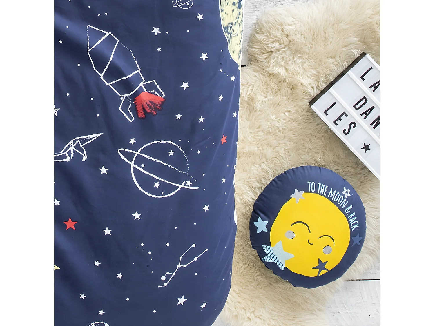 Coussin enfant imprimé lune en coton 35x35cm MOON