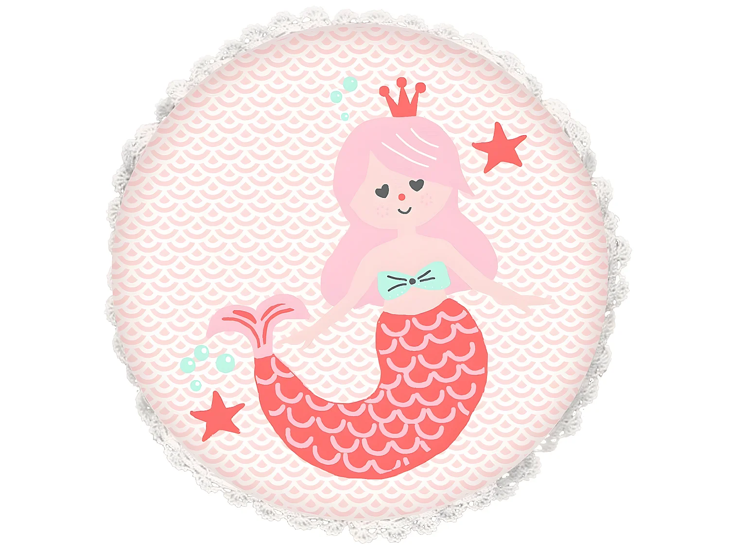 Coussin enfant imprimé sirène en coton 30x30cm ARIELLE