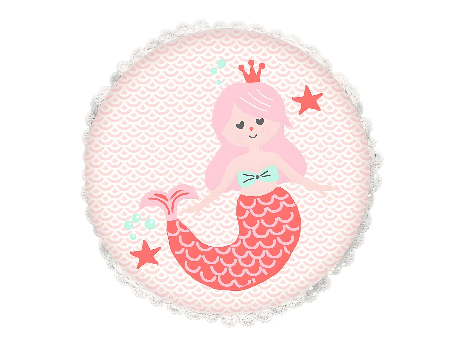 Coussin enfant imprimé sirène en coton 30x30cm ARIELLE