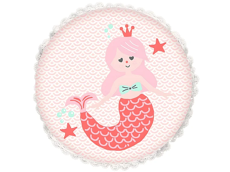 Coussin enfant imprimé sirène en coton 30x30cm ARIELLE