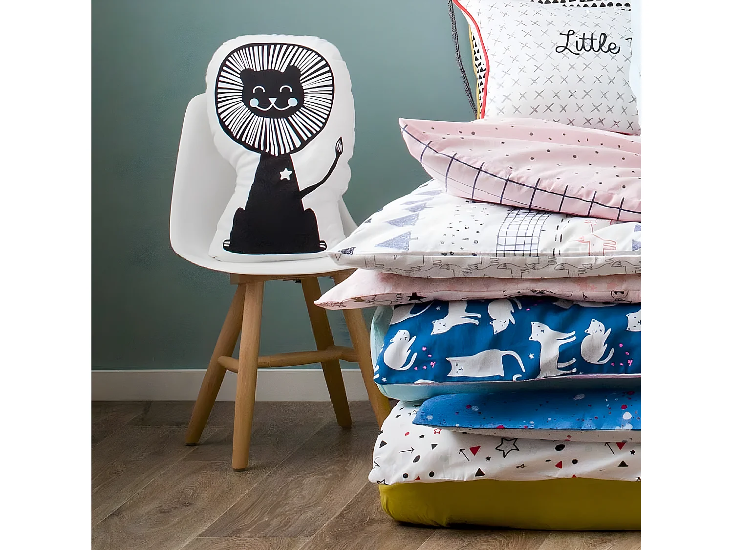 Coussin enfant imprimé lion en coton 36x25cm CIRCUS