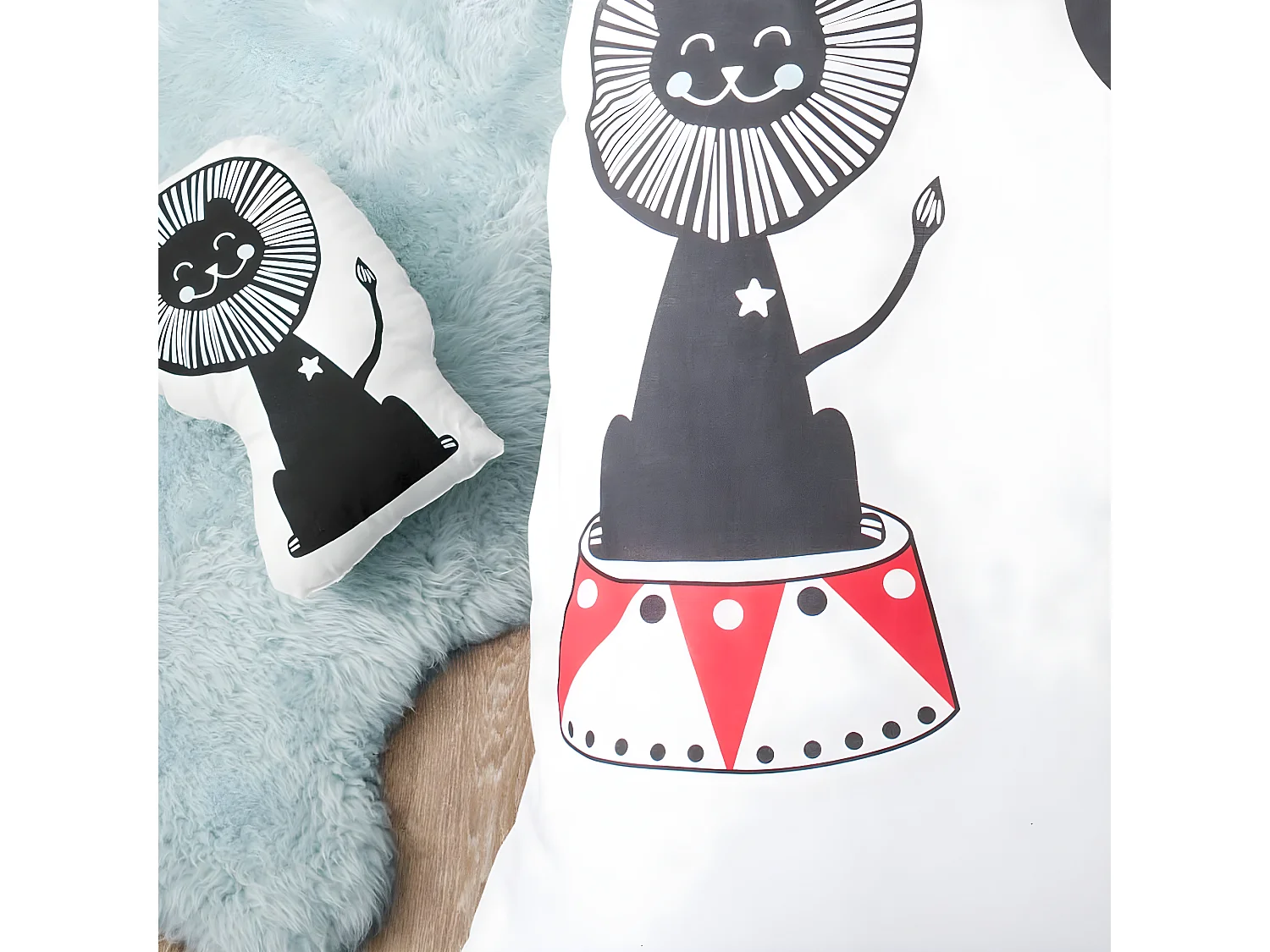 Coussin enfant imprimé lion en coton 36x25cm CIRCUS