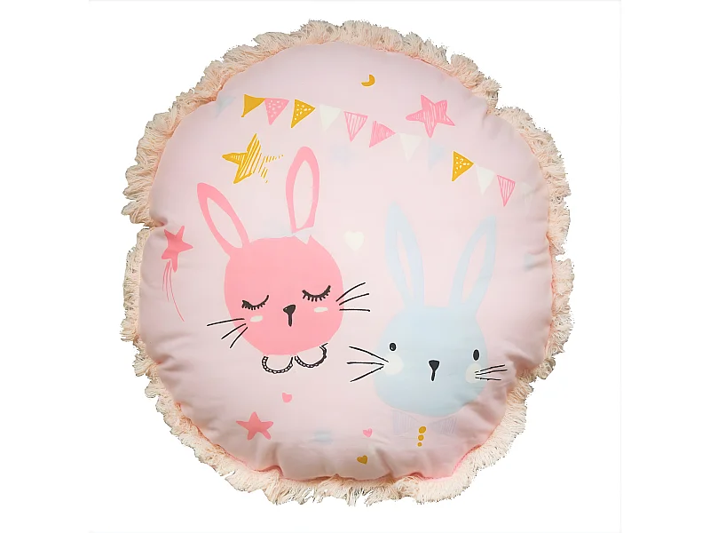 Coussin enfant imprimé en coton 35x35cm LAPIN