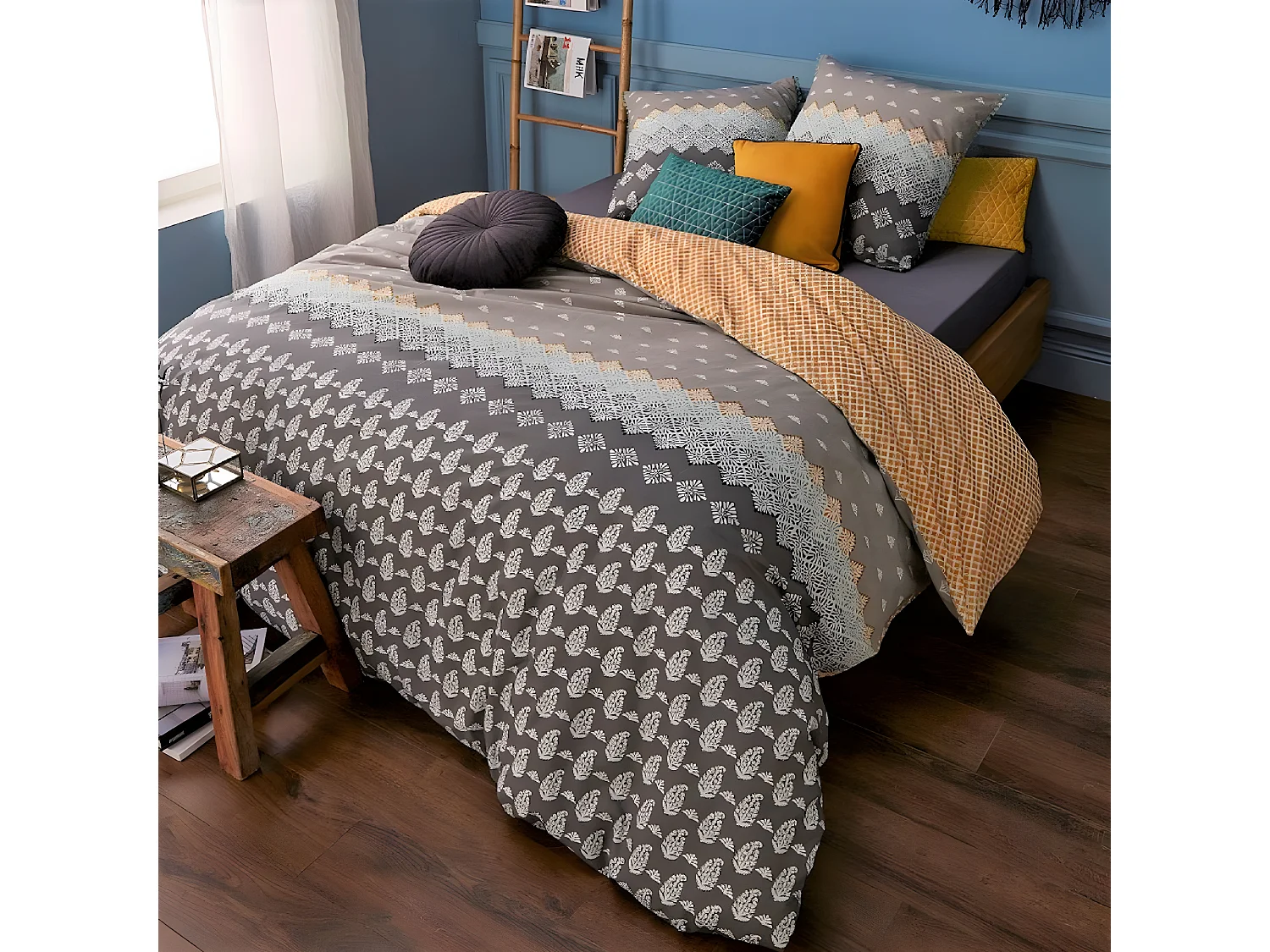 Parure de lit marron 200x200cm