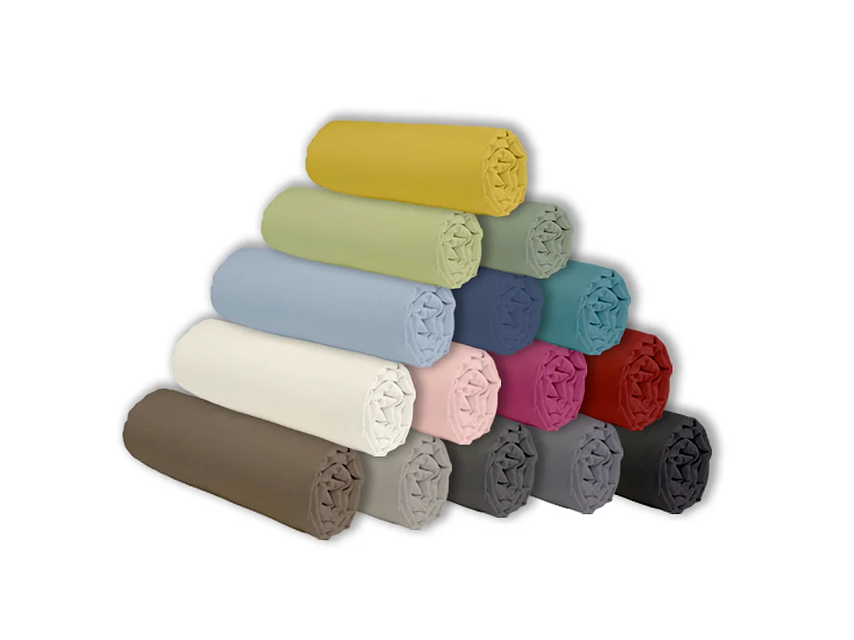 Drap housse en coton 57 fils uni bonnet 25cm ivoire 90x190cm