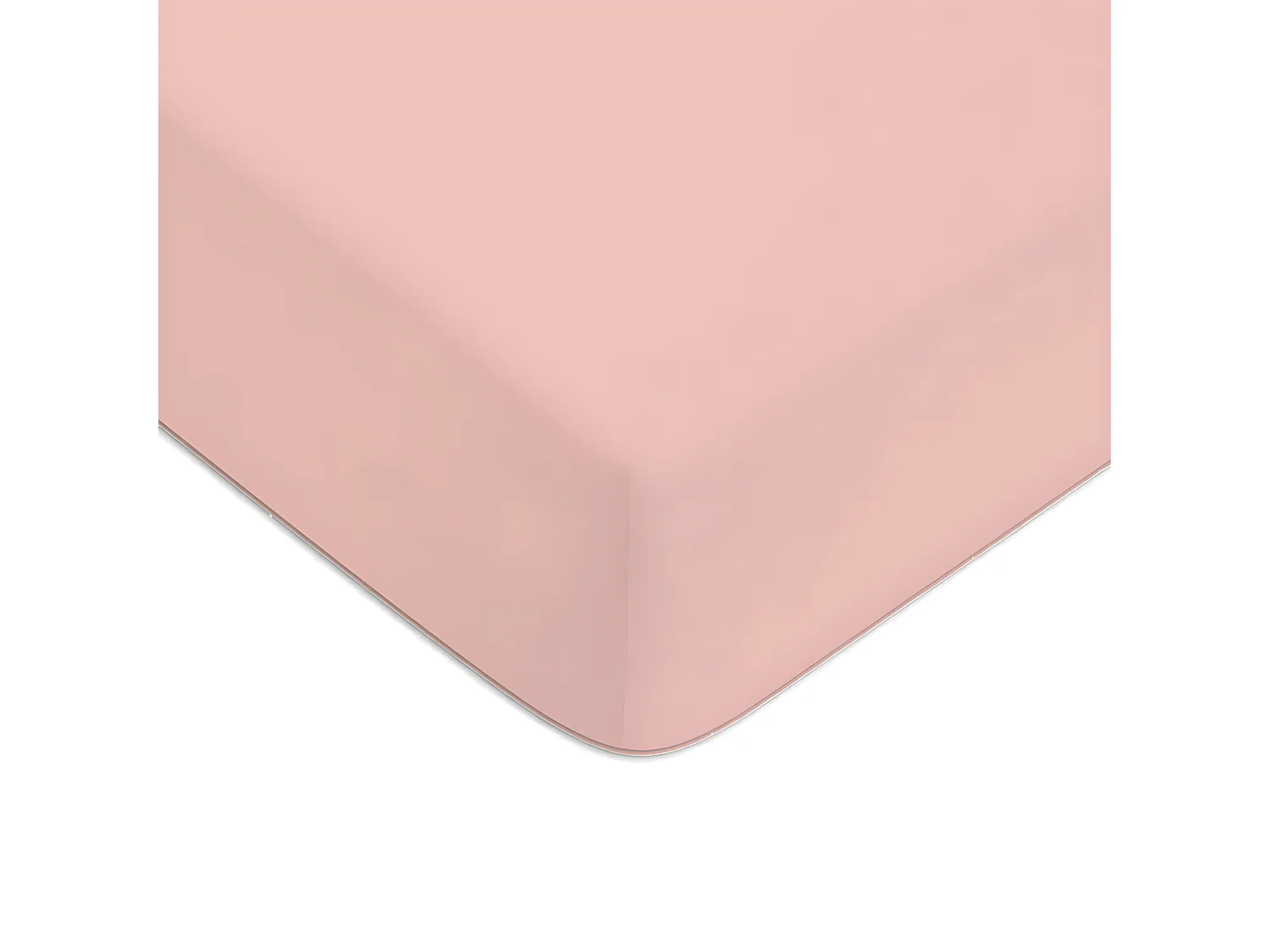 Drap housse en coton 57 fils uni bonnet 25cm rose 140x190cm