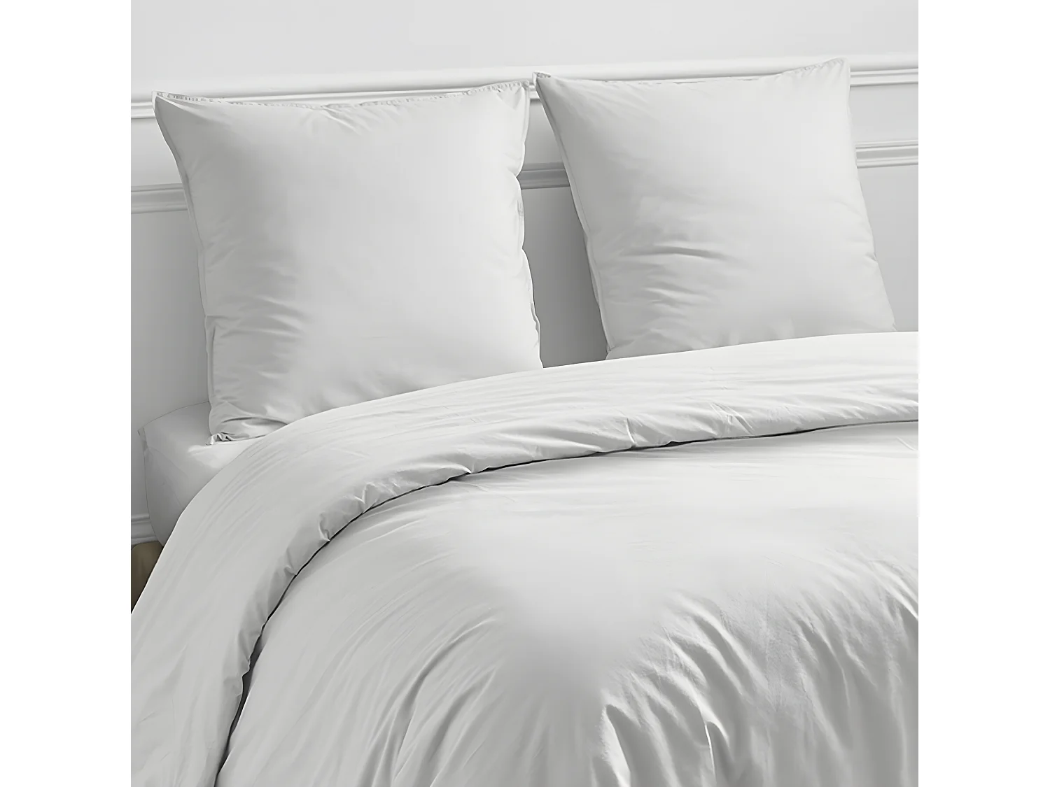 Drap housse en coton 57 fils uni bonnet 25cm blanc 140x190cm