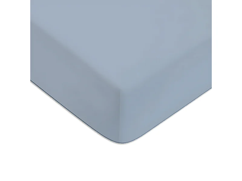 Drap housse en coton 57 fils uni bonnet 25cm nuage 90x190cm