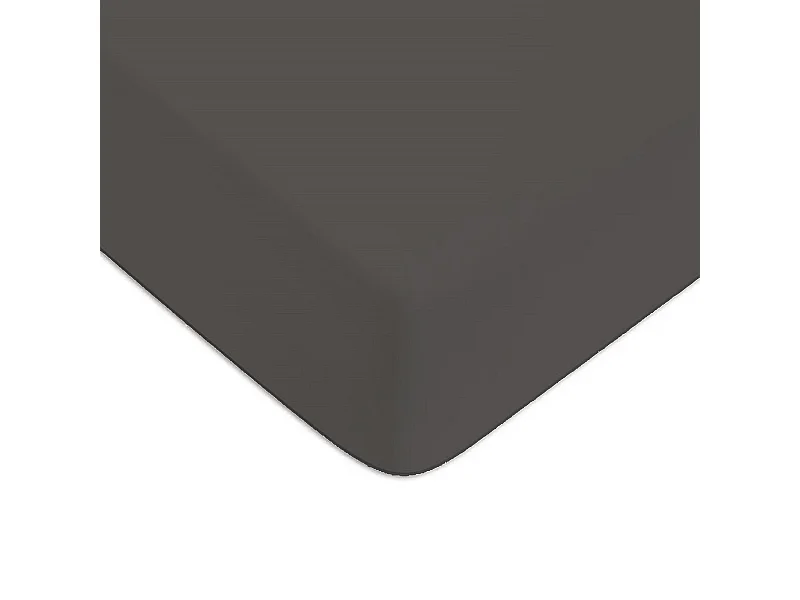 Drap housse en coton 57 fils uni gris 90x200cm