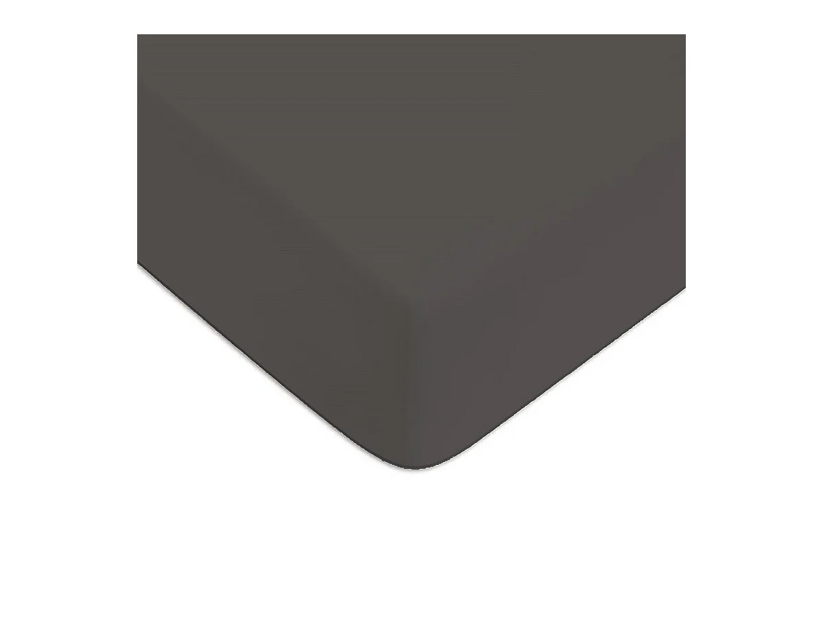 Drap housse en coton 57 fils uni gris 90x200cm