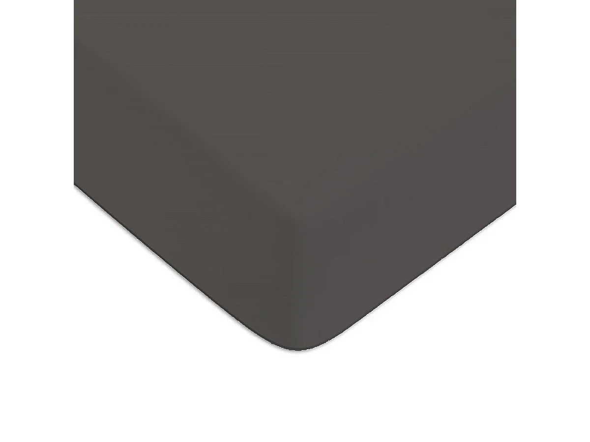 Drap housse en coton 57 fils uni gris 90x200cm