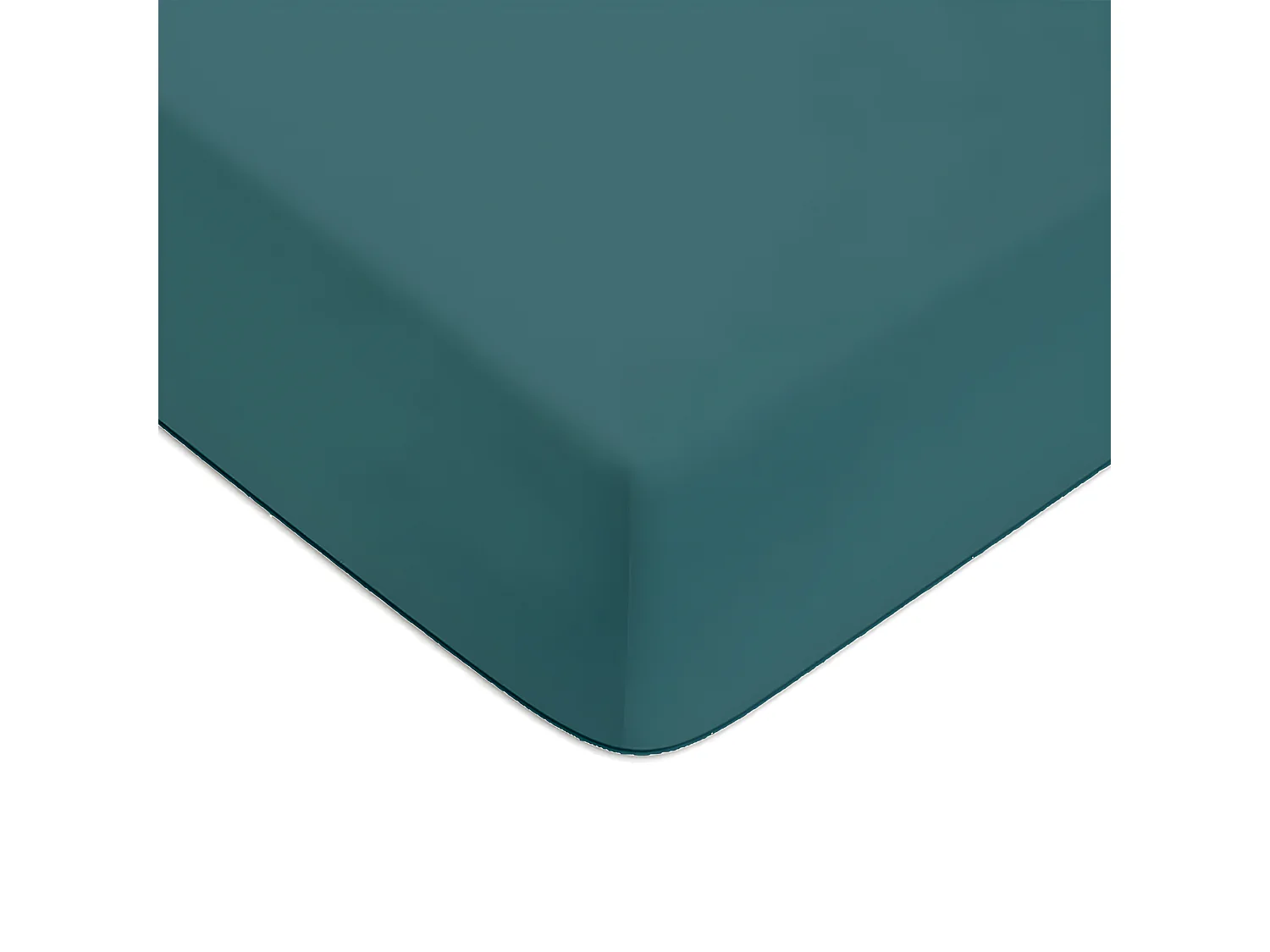 Drap housse en coton 57 fils uni bonnet 25cm canard 140x200cm