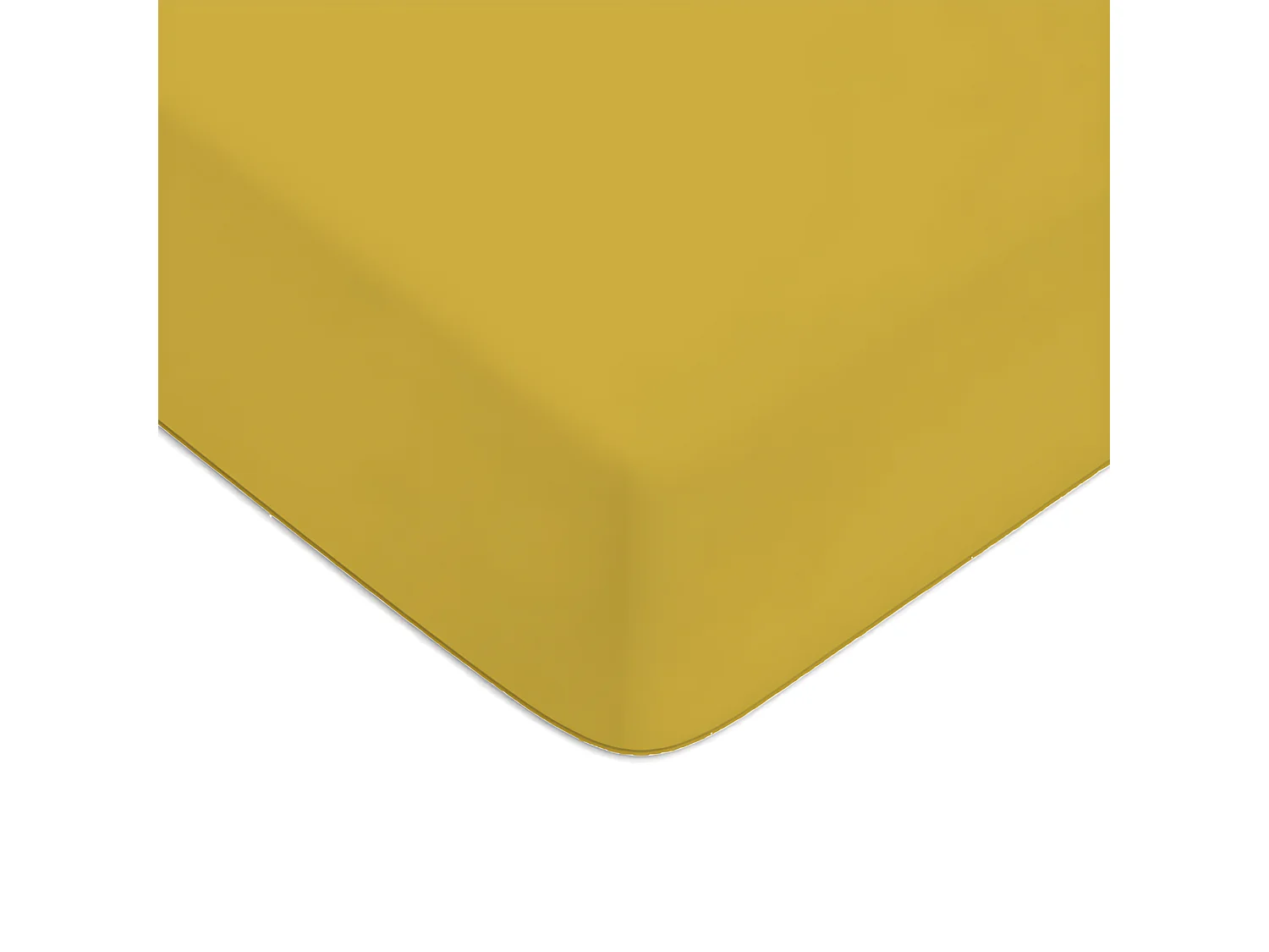 Drap housse en coton 57 fils uni bonnet 25cm jaune moutarde 90x190cm