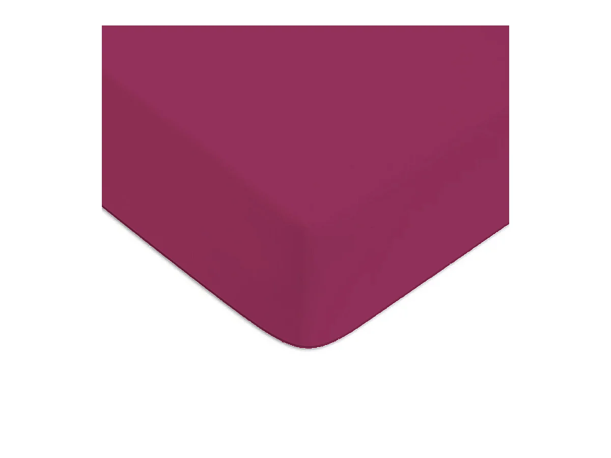 Drap housse en coton 57 fils uni bonnet 25cm magenta 80x200cm