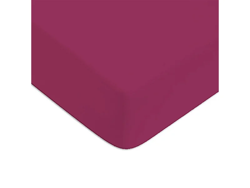 Drap housse en coton 57 fils uni bonnet 25cm magenta 80x200cm