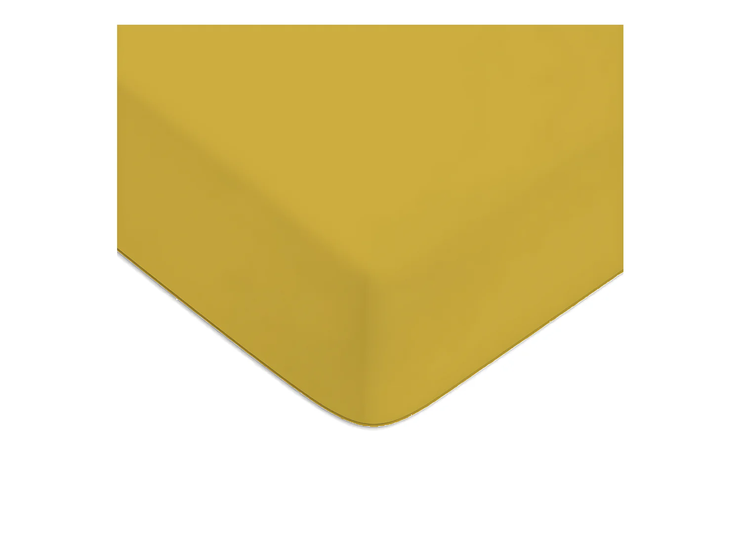 Drap housse en coton 57 fils uni bonnet 25cm jaune moutarde 80x200cm