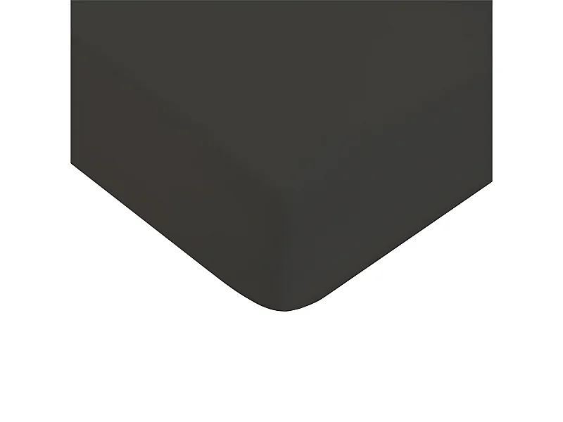 Drap housse en coton 57 fils uni bonnet 25cm anthracite 90x200cm