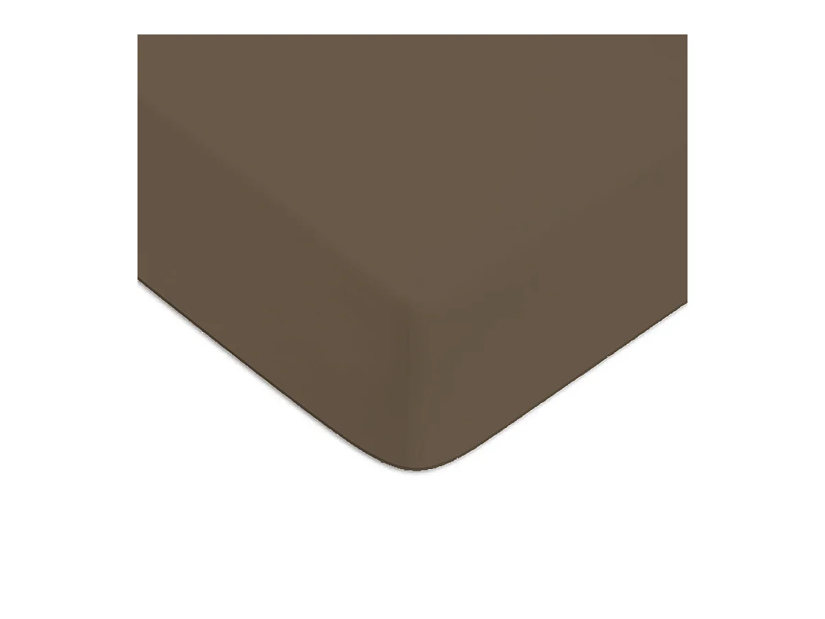Drap housse en coton 57 fils uni bonnet 25cm taupe 80x200cm