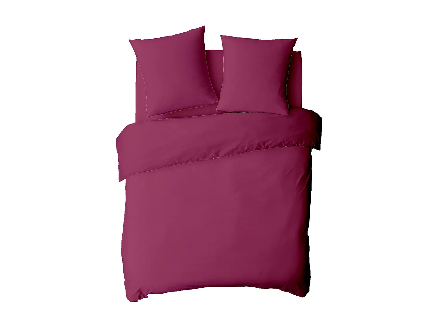 Drap housse en coton 57 fils uni bonnet 25cm magenta 180x200cm